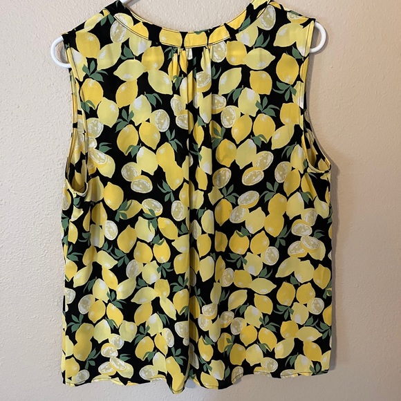 Nine West Lemon Print Blouse - Black and Yellow Size L - Picture 4 of 4